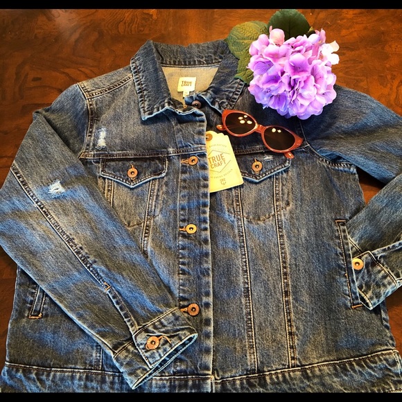 True Craft Jackets & Blazers - 🎁True Craft Distressed Denim Jacket Size 0X - NWT